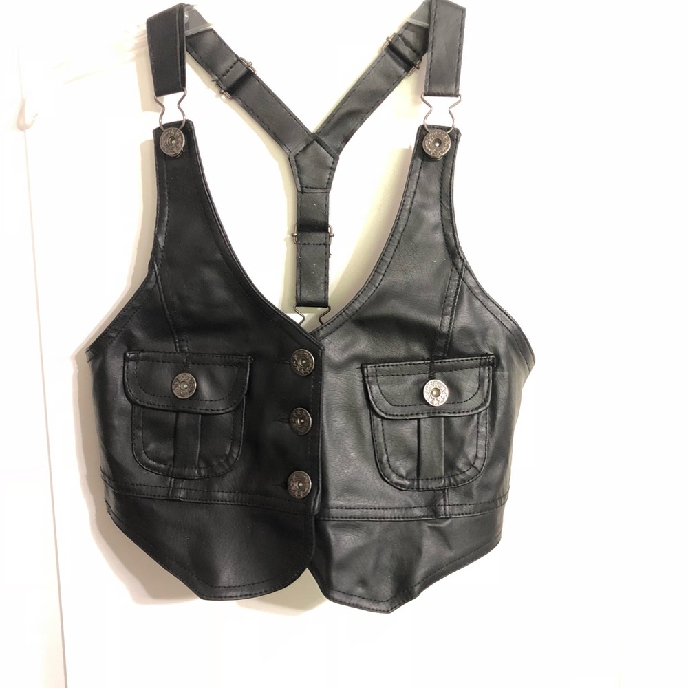 Faux leather vest